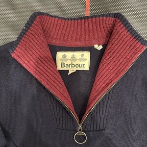 Barbour Men's Zip-Up Sweater in Navy and Burgundy